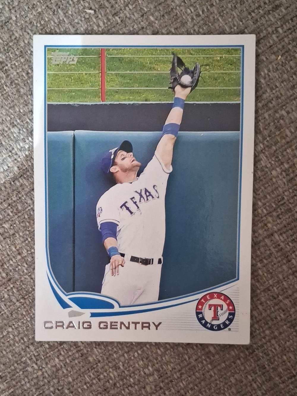 Topps Texas Rangers Craig Gentry Card — Blue and White